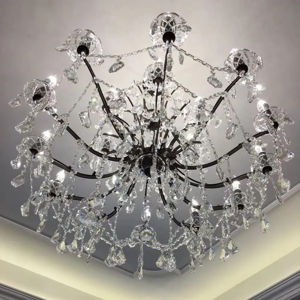 European Crystal Chandelier E14 Retro Loft Living Room Bedroom Home Crystal Lighting Luxury Villa Restaurant Candle Lighting