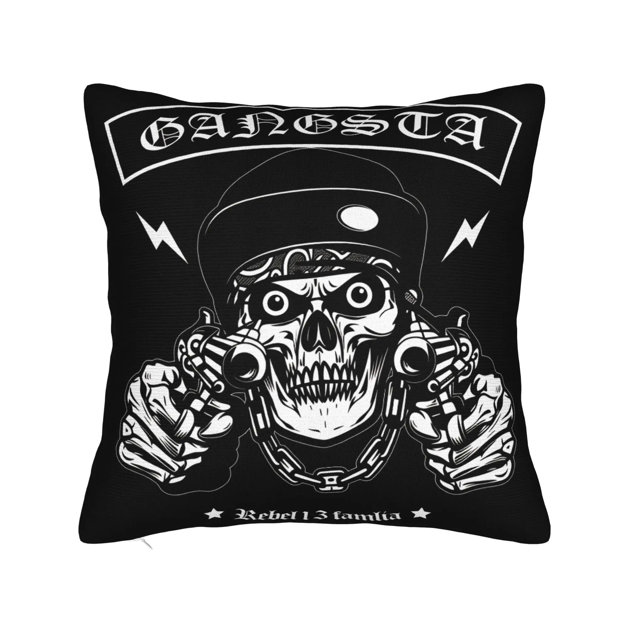 Black Grey Skull Face Día de los Muertos Pillowcases  Funny Pillow Case For Sofa Home Decoration Design Pillow Cover