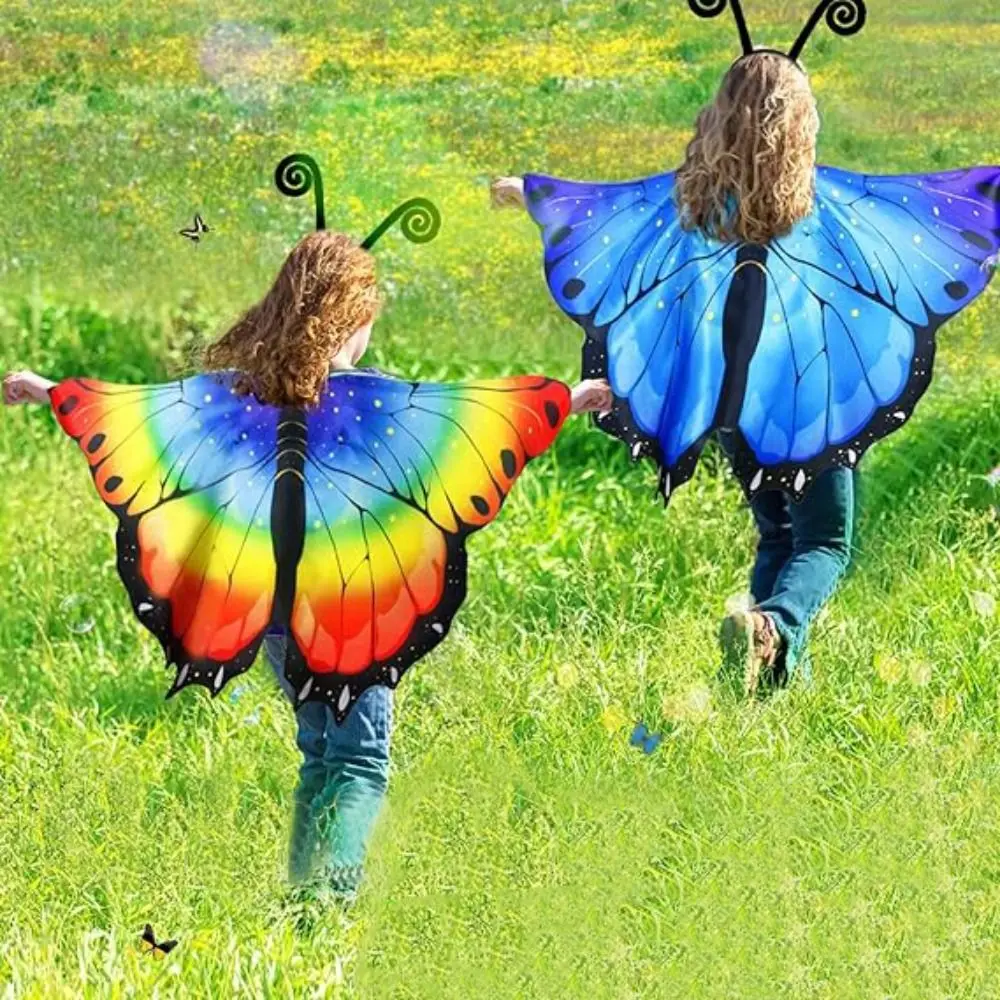 Colorful Butterfly Wings Costume Fancy Dress Cosplay Costume Cape Butterfly DIY Decorations Pixie Cloak Christmas Halloween