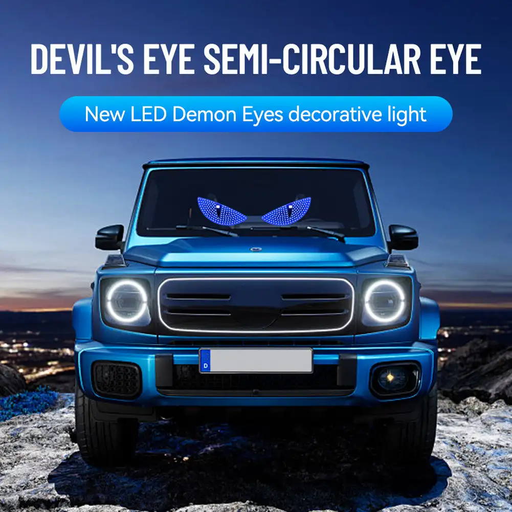 2Pcs Car LED Devil Eye Decorative Light Rear Warning Light Red Dynamic Demon Eyes Atmosphere Light Auto Decoration Accessories