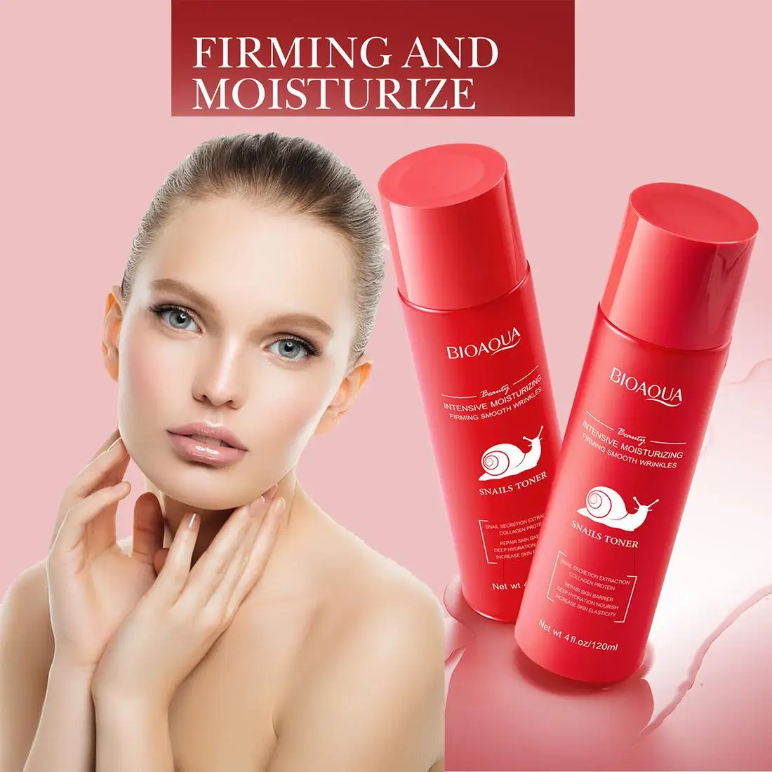 

BIOAOUA Snail Repair Intensive Toner Snail Toners Deep Moisturizing Firming Smooth Anti-Wrinkles Facial Essence Skin Care 120ml