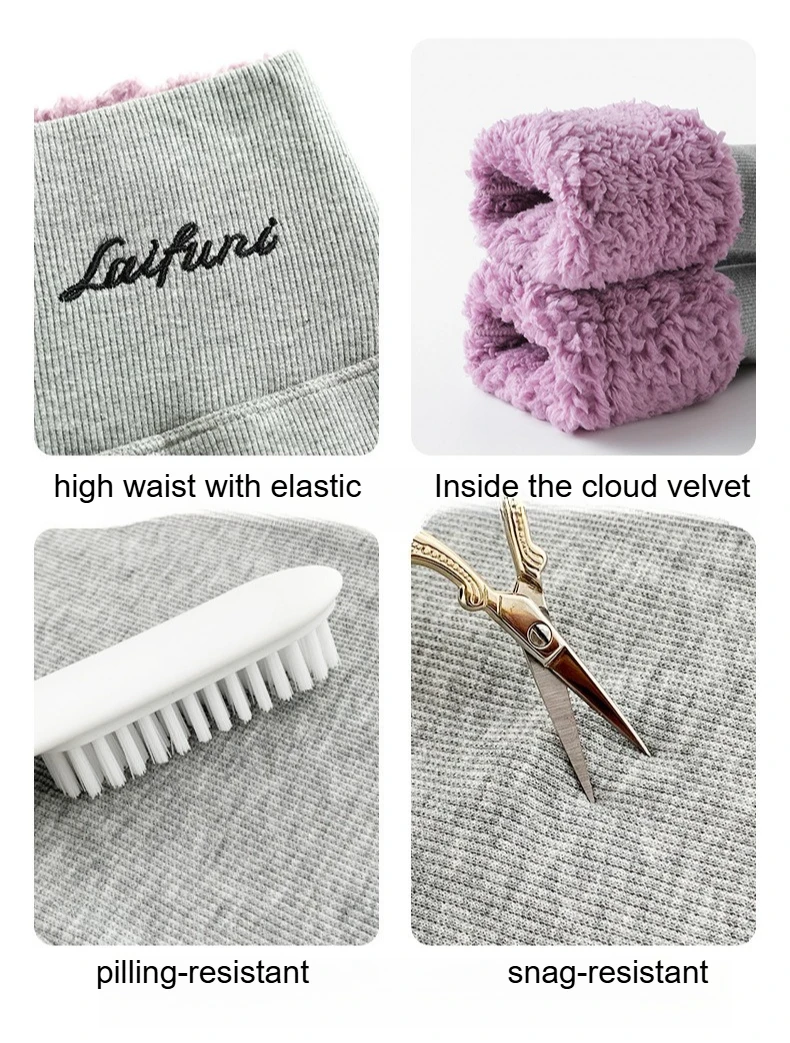 Plus Size hoch taillierte, mit Fleece gefütterte Leggings für Damen, wolkenartige, weiche Thermohose, Winter, verdickte warme Baumwollhose, alleine tragen – Detail 4