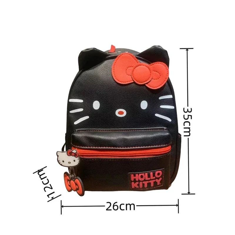  Kawaii Pu кожаный рюкзак Hello Kitty для женщин, школьная сумка для девочек, большая вместимость, черный, белый цвет, модный, высокое качество