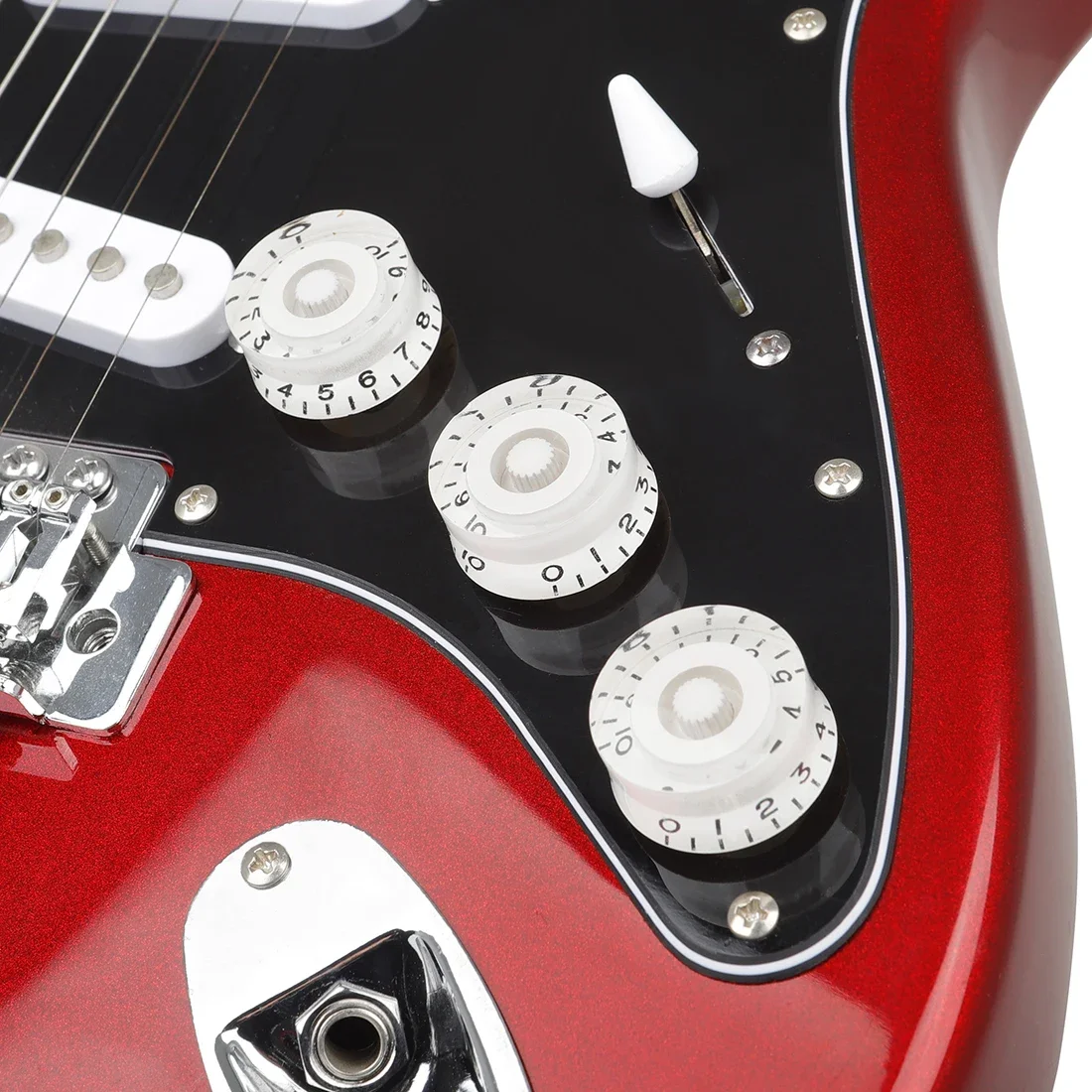 3Pcs Electric Guitar Volume Knob Cap Transparent White Acrylic Durable with Scale Easy to Adjust Electric Guitar Accessories