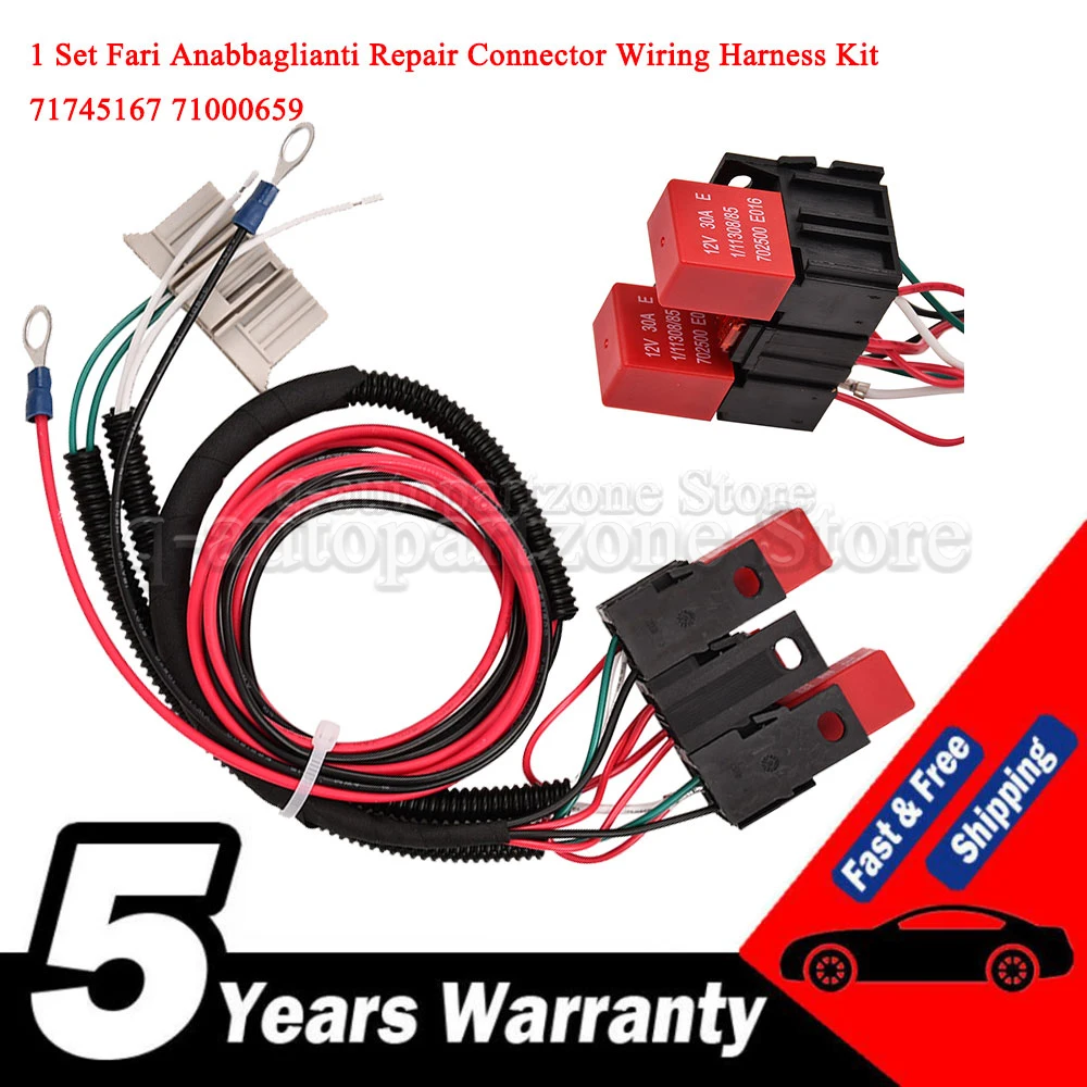 For Fiat Panda Van 169 2003-2013 1 Set Fari Anabbaglianti Repair Connector Wiring Harness Kit 71745167 71000659