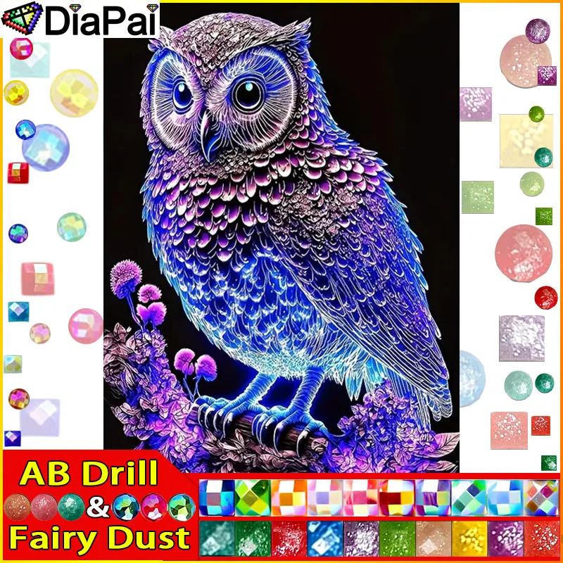 

DIAPAI Fairy Dust AB 5D Алмазная вышивка Набор для рукоделия "Сова животное цветок" Diy Алмазная картина Вышивка крестиком украшение дома