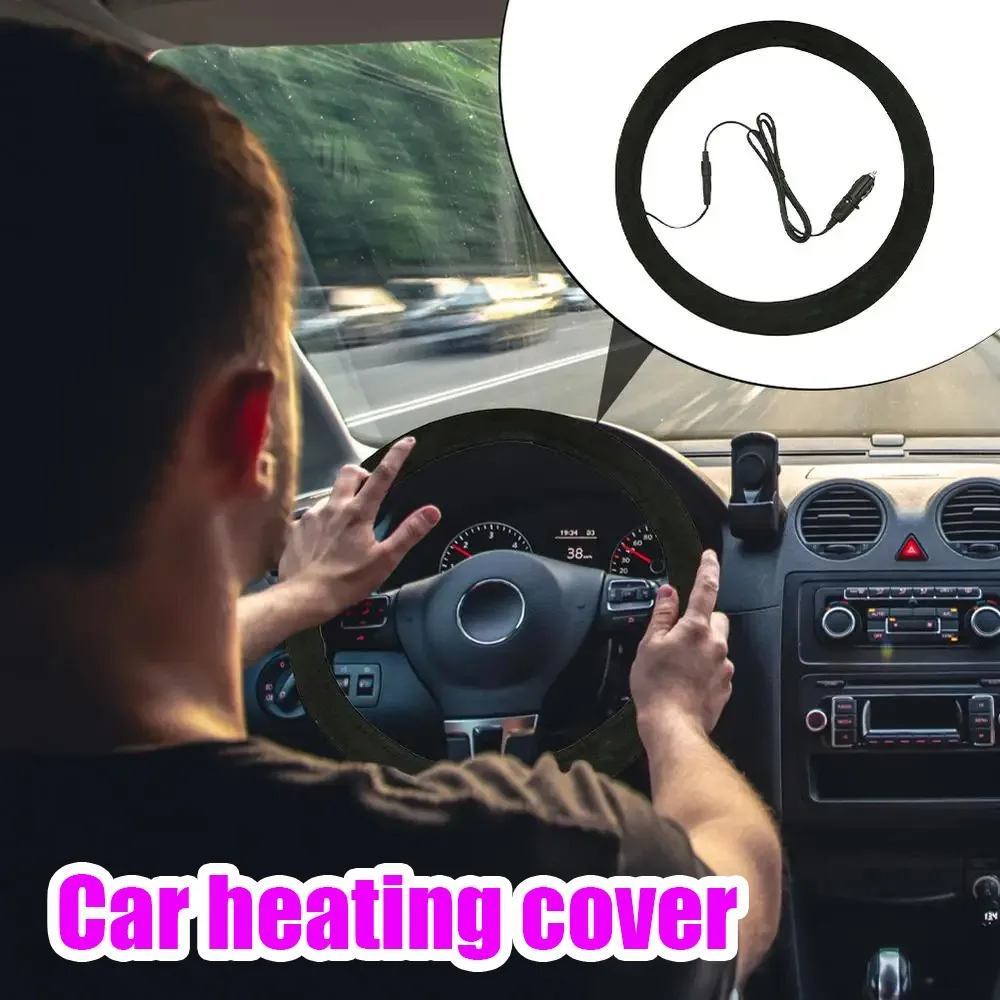 1 Pcs Heated Steering Wheel Cover Winter Hand Warmer Universal Car Steering Heater Auto Warm Anti-Skid Protector Accessory 12V