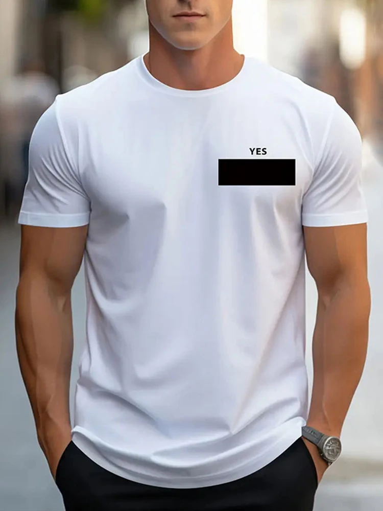 

Urban Street Men's Fashionable Short-sleeved Shirt 3D Black Block Print Men's Outdoor Sports T-shirt Fitness Men's T-shirt