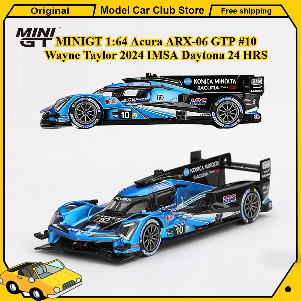 

MINIGT 1:64 # 1056 Acura ARX-06 GTP # Коллекционная модель автомобиля 10 Wayne Taylor 2024 IMSA Daytona 24 HRS из сплава, литая под давлением, для хобби и подарков