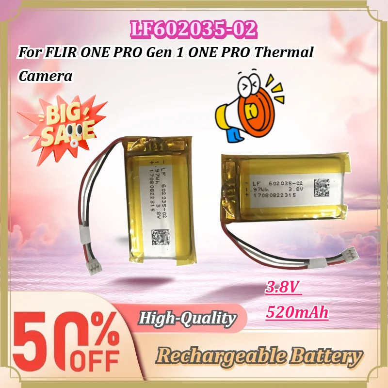 For FLIR ONE PRO Gen 1 ONE PRO Thermal Camera LF602035-02 3.8V 520mAh Rechargeable Li-polymer Replacement Battery