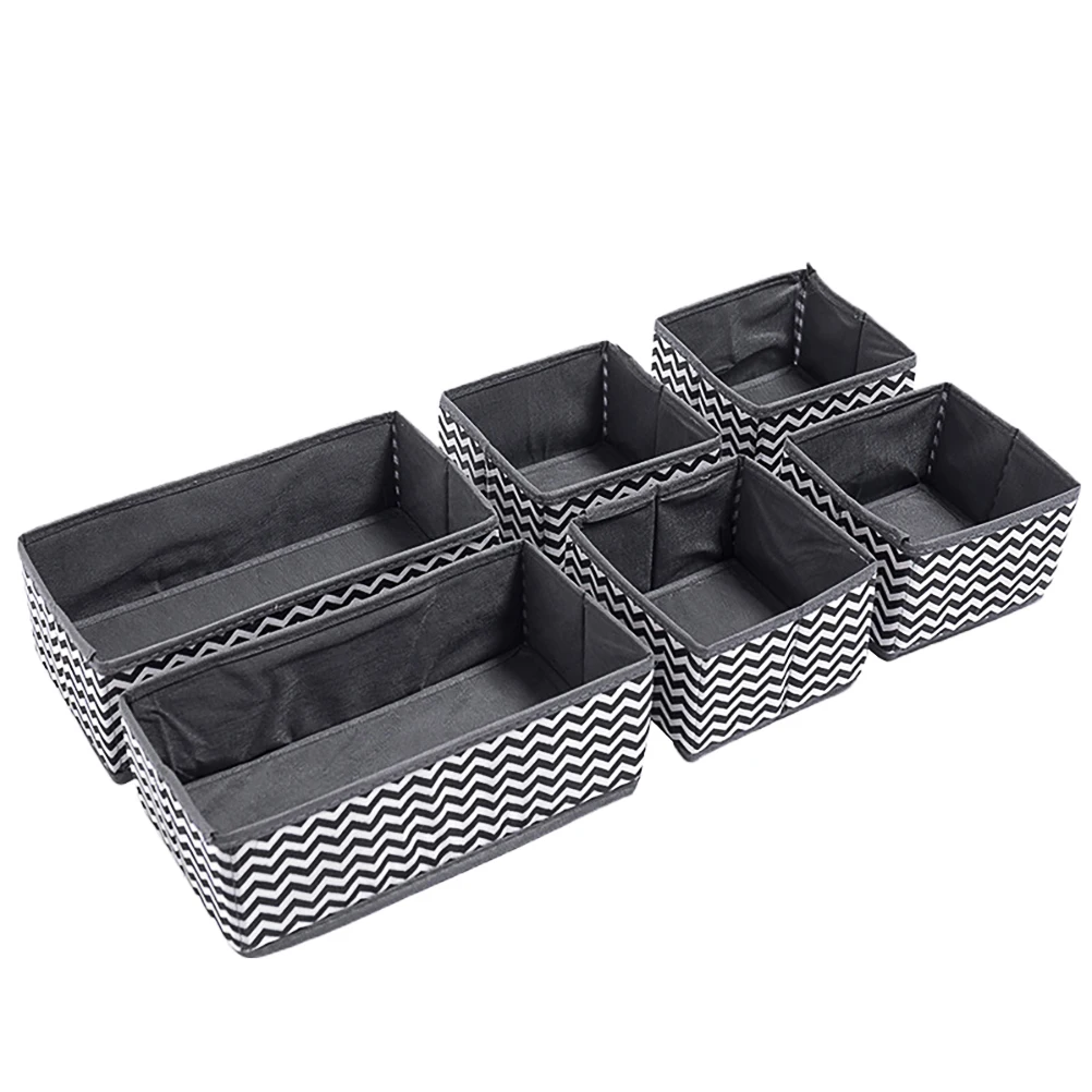 

6pcs Underwear Box Bra Storage Container Non-Woven Fabric Foldable Storage Case For Socks Bras Closet Organizer