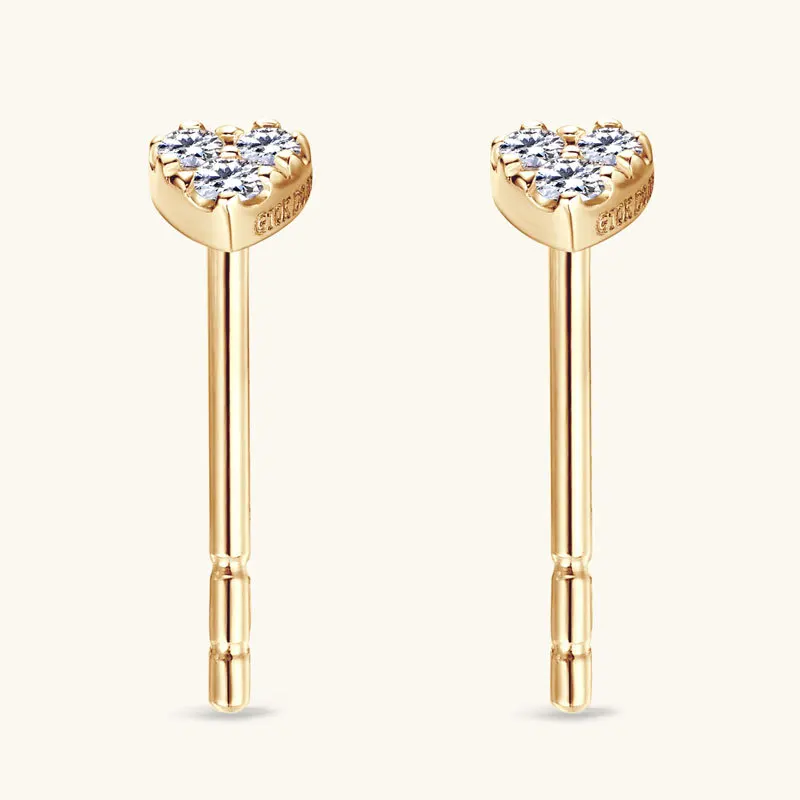 

HanYu Romantic Style Heart Shaped 10K Gold White Round D Color Moissanite Women's Earrings
