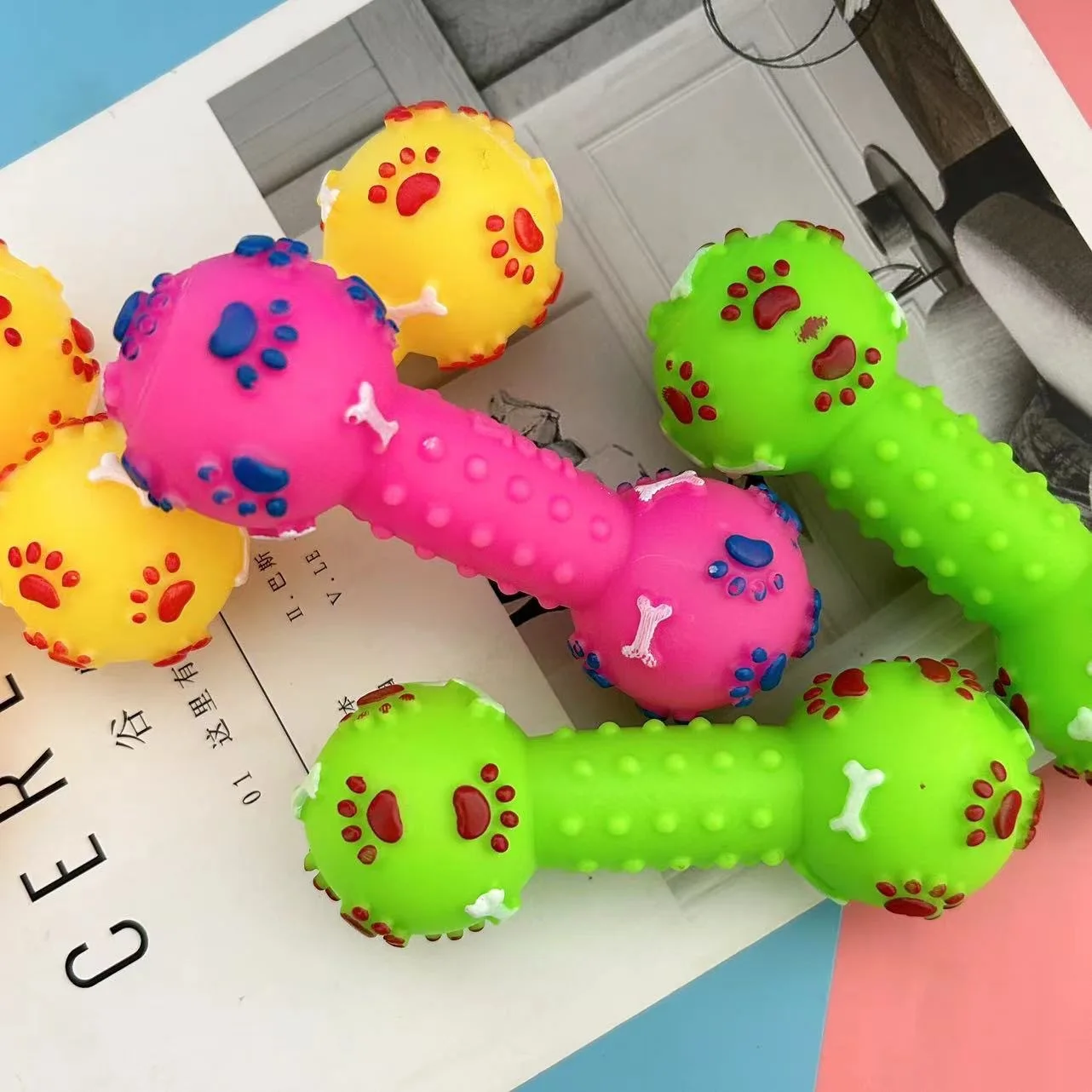 

5pcs/lot Pet Voice Dog Toys Vinyl Voice Dumbbells Dog Teeth Grinding Toys Bite-resistant Teeth Cleansing Toys
