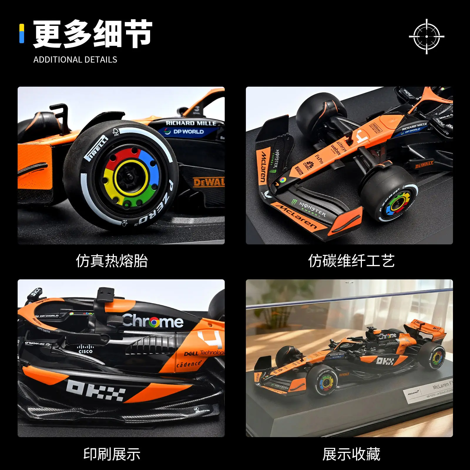 Modelo de coche de carreras de aleación de Fórmula F1, adorno coleccionable de simulación, regalos para novio, 1:24