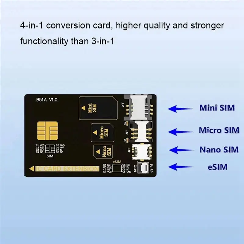 A13E-Smart Card Adapter Test Card 4 In 1 Mobile Phone SIM Card Adapter Opening Test Supports Mini Micro Nano ESIM