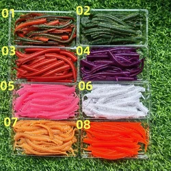 Swolfy 30PCS Soft Earthworm Fishing Lure 80mm 0.75g Soft Worm Jig Fish Wobbler Fishing Bait Artificial Soft Baits worm lure