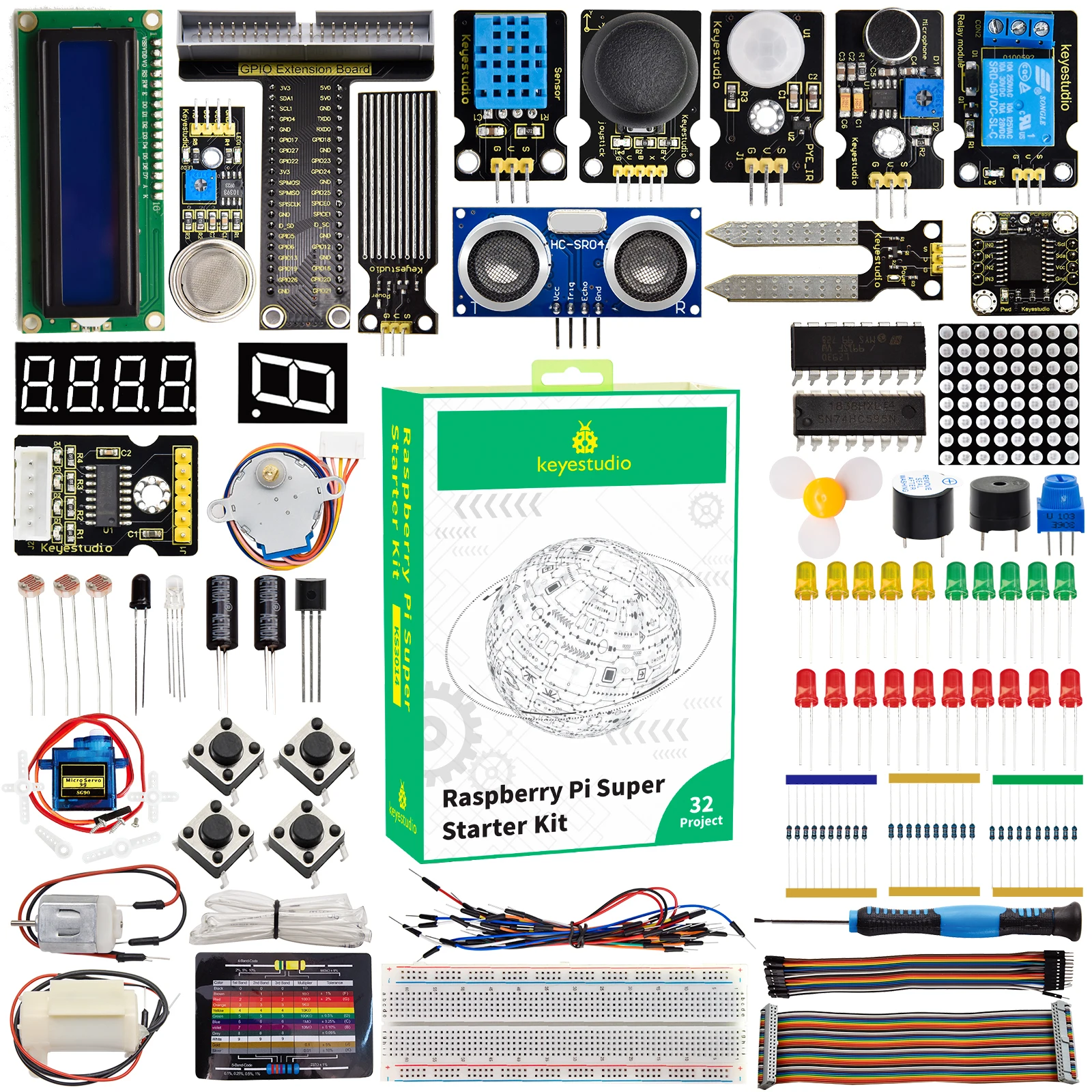 Kidsbits Raspberry Pi 4B Basic/Super Starter Kit for Raspberry Pi 4 DIY Complete Kit Python Programming Kit(NO RPI Board )