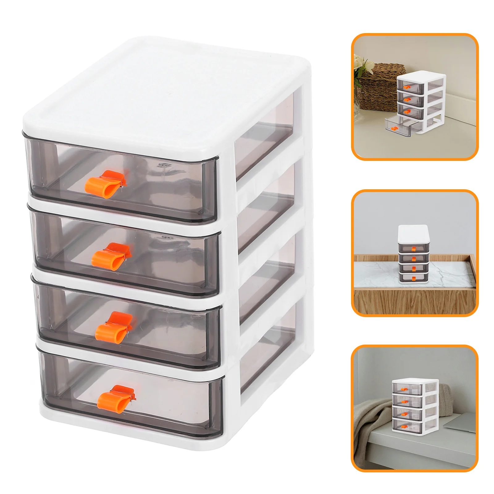 투명 플라스틱 서랍 정리함 4단 미니 수납함 데스크탑 사무용품 메이크업 정리함 서랍