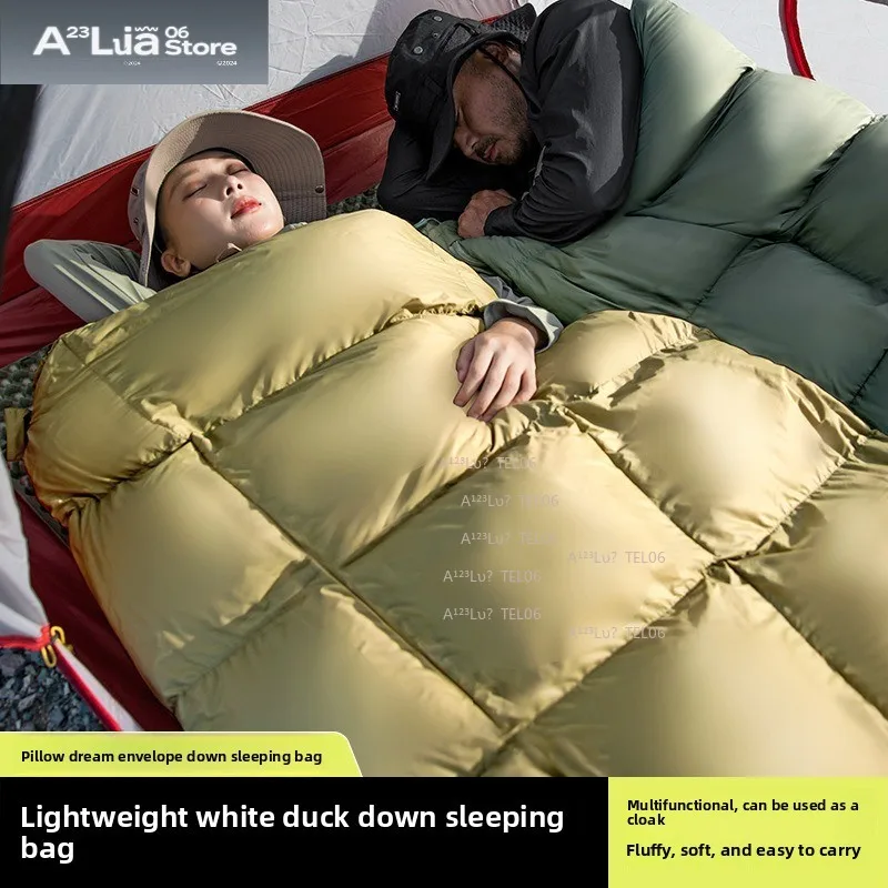 90 White Duck Down Sleeping Bag Envelope Style Lightweight Camping Thick Warm Winter Travel Blanket