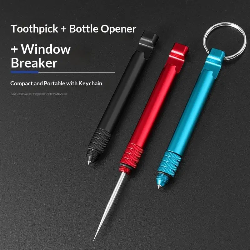 Outdoor Pocket Toothpick Aluminum Alloy Portable Mini Toothpick Fruit Fork Ear Pick Camping Tool Toothpick Tube