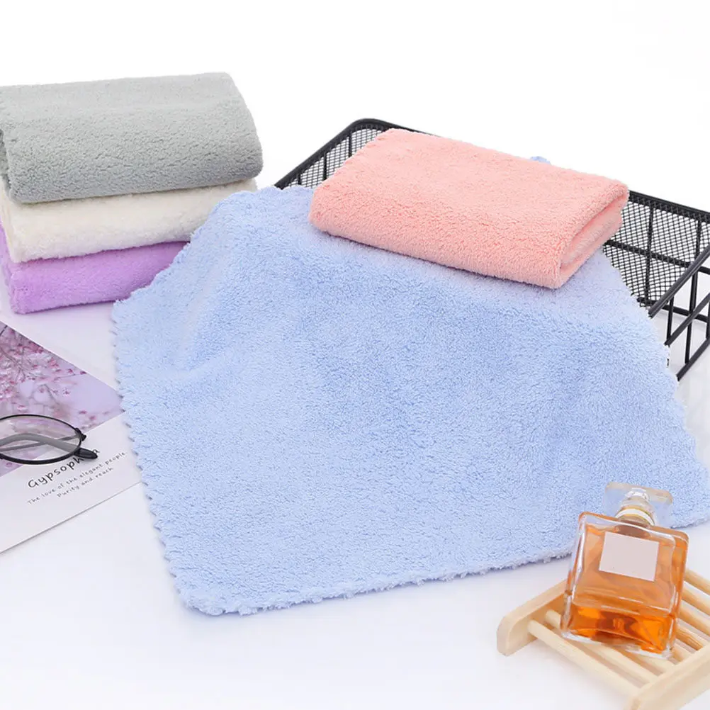 

10pcs kerchief Ultra Soft Coral Fleece Newborn Feeding Bath Towel Square B Gentle Skin Friendly Bright Colors