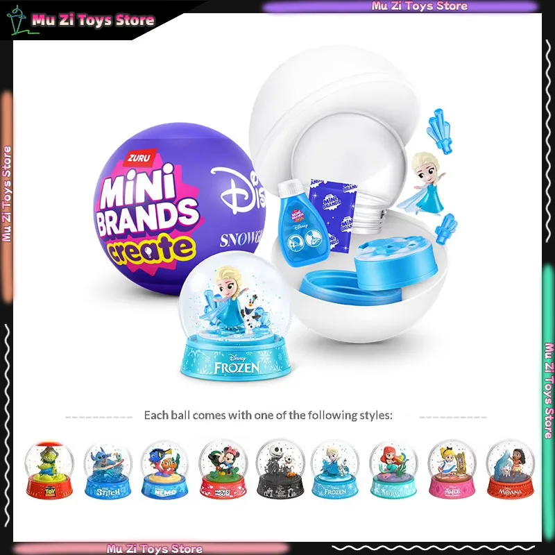 Genuine Zuru Disney Snow Globe Diy Surprise Blind Box Collectible Trendy Toy Desktop Decor Home Decoration For Adult Collectors