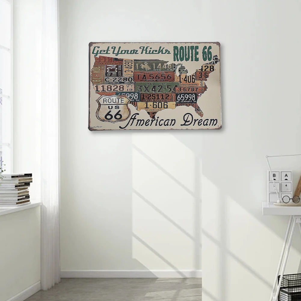 USA Map Tin Painting USA Dream Alphabet Durable Modern Home Wall Decoration Board Room Hanging Accessories