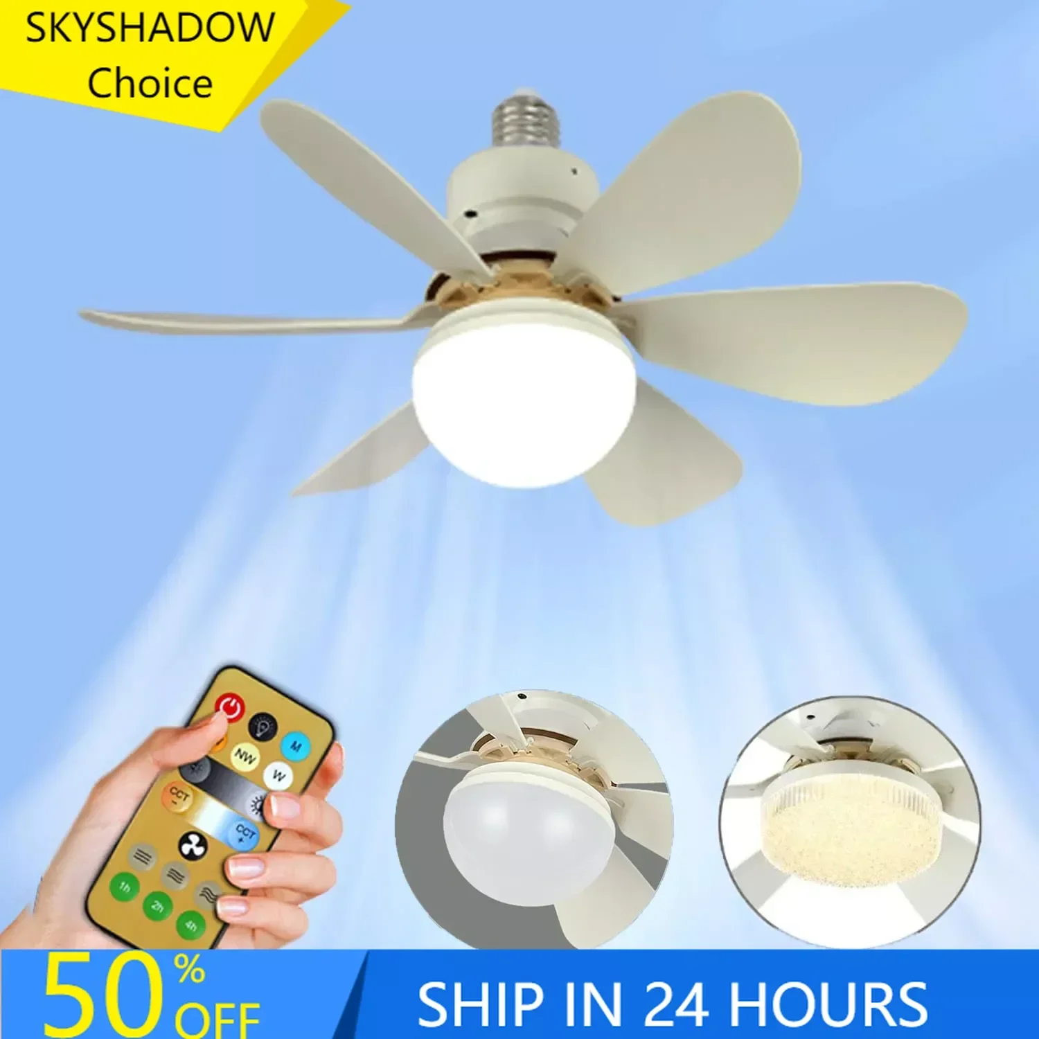 40W LED Ceiling Fan Lamp E27 With Remote Control Safety Removable Fan Blades Fan Light Silence For Room Home Lighting