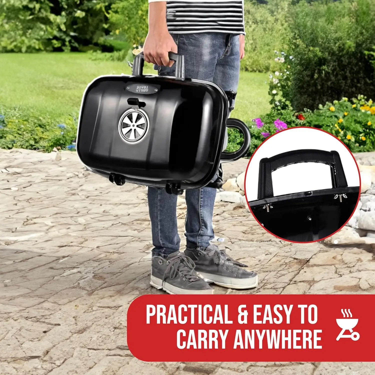 شواية فحم محمولة - شواية شواء صغيرة - شواية فحم صغيرة على الطاولة للتخييم والطهي في الهواء الطلق - كاليفورنيا قابلة للطي