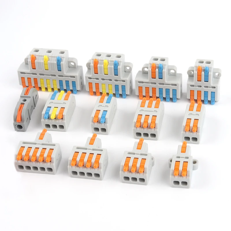 5PCS Mini Quick Wire Universal Compact 2/3-Pin Splice Push-In Terminal Block 1 In Multi Out With Retaining Holes 28-12AWG