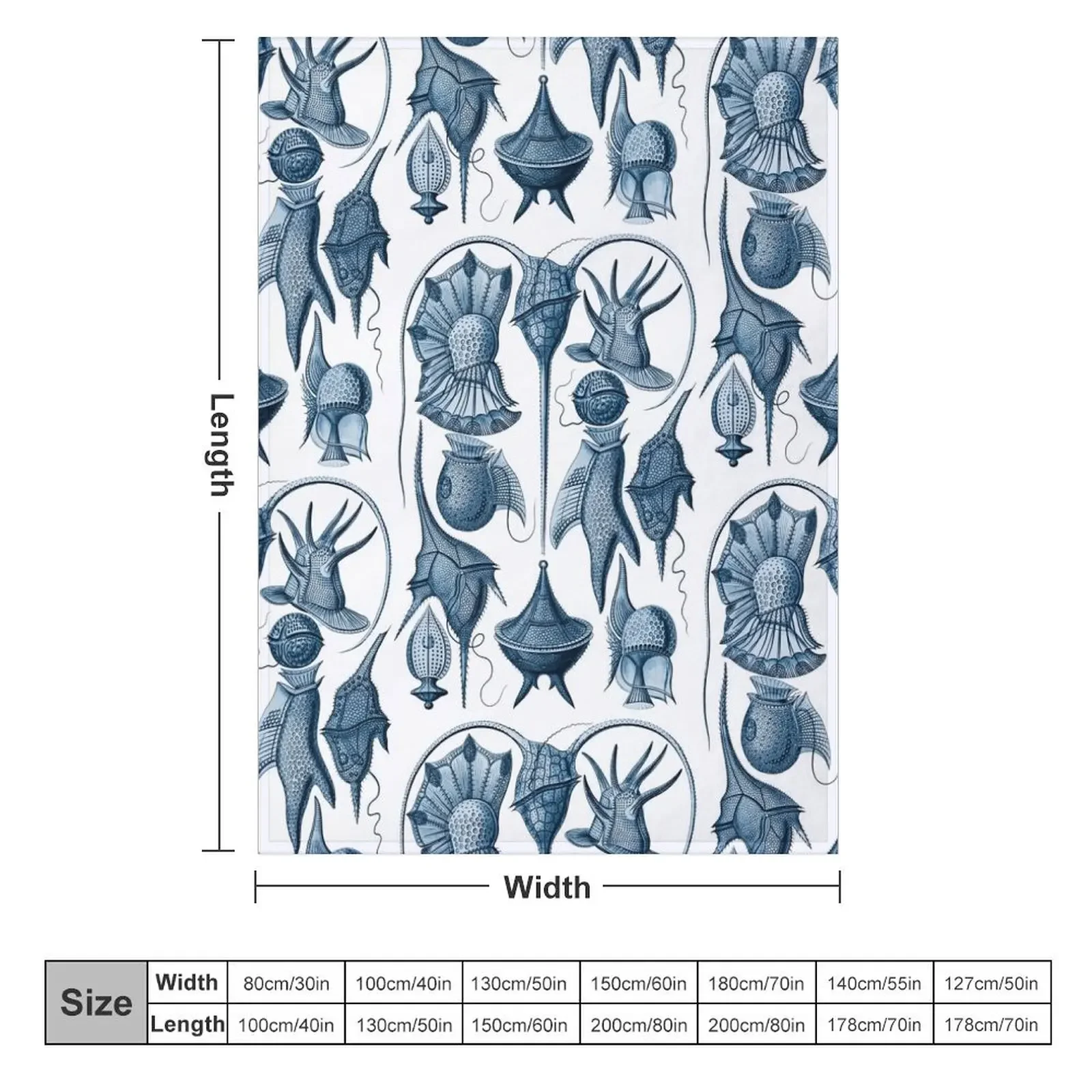 Ernst Haeckel Peridinea Plankton Algae Indigo Throw Blanket Winter beds sofa bed Soft Blankets