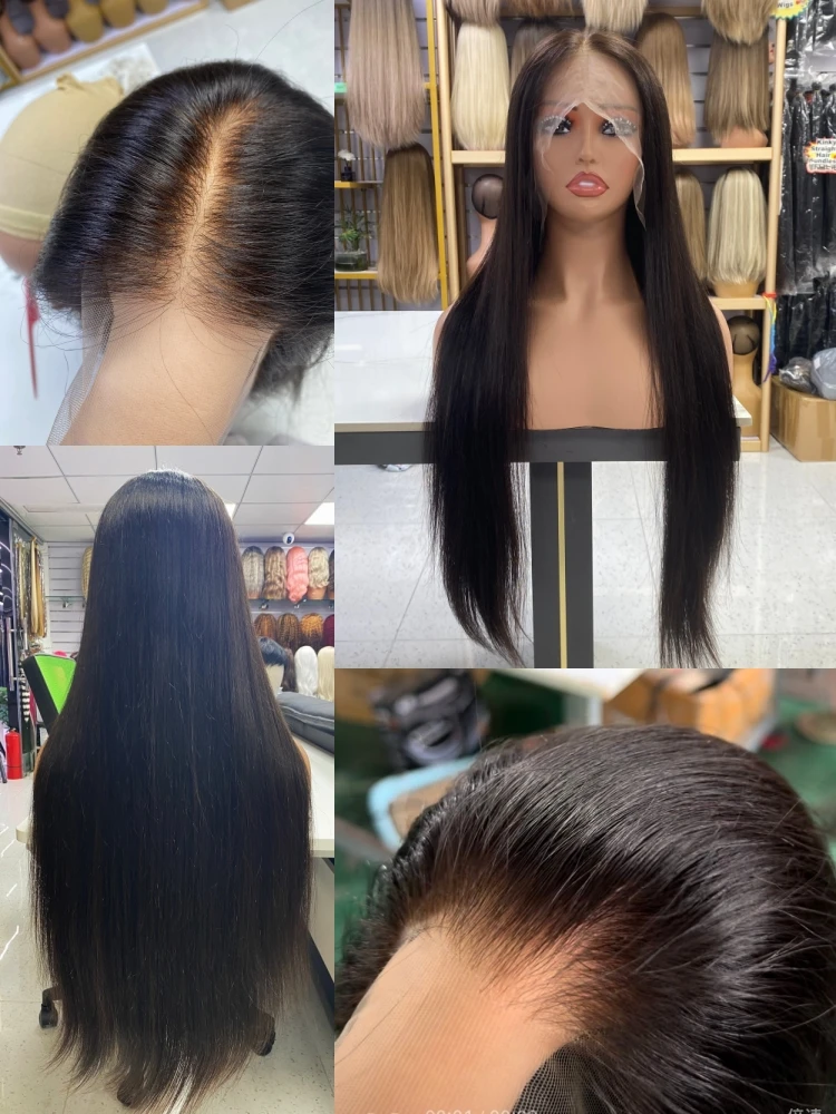 HD Transparent Lace Wig Real Human Hair Invisible Hand Tied Knots Natural Scalp Hairline Pre-plucked Human Hair