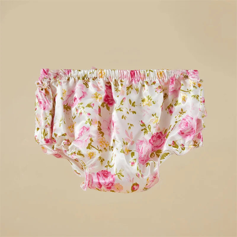 Toddler Ruffle Print Panties Girl's Underwear Babys Briefs Cotton Fabric Bow Diaper Baby Short