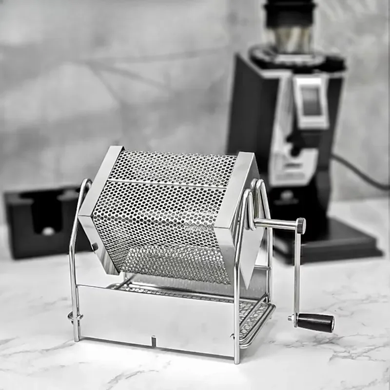 Manual Coffee Bean Roaster Machine Tools Stainless Steel Square Silver Heat Evenly Coffee Bean Roasting Machine Home