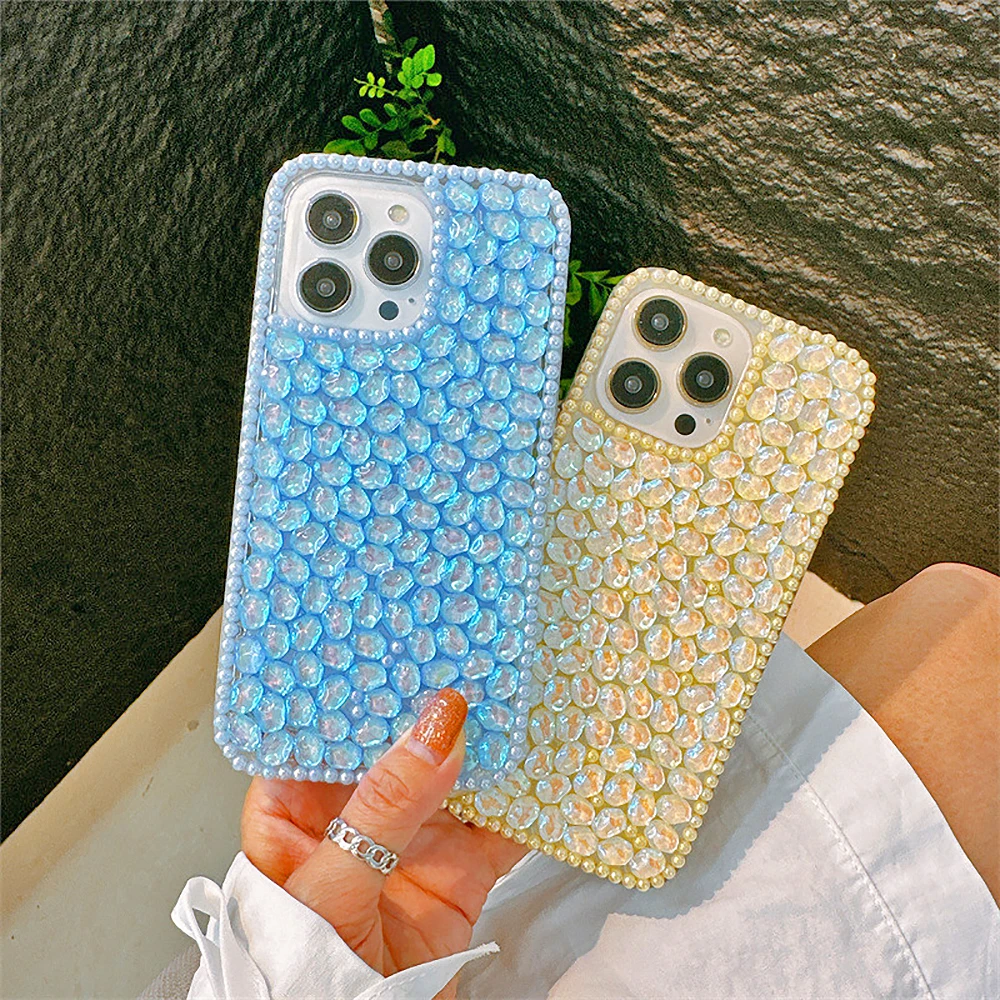 Customized Color Rhinestone Gemstone Clear Phone Case For iPhone 15 14 13 12 11 Pro Max XR Xs Max 15 Plus Luxury Diamond Cover