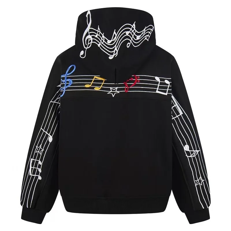 American Retro Rock Gothic Graphic Fur Collar Loose Sweatshirt Men's Y2K New Harajuku Punk Casual Joker Hoodie Pullovers