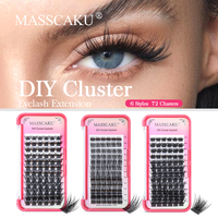 MASSCAKU Newest 72PCS DIY Cluster Eyelash Extension Dovetail Faux Heat Bonded Clusters Lashes Cosmetics Easy To Get Makeup Tools