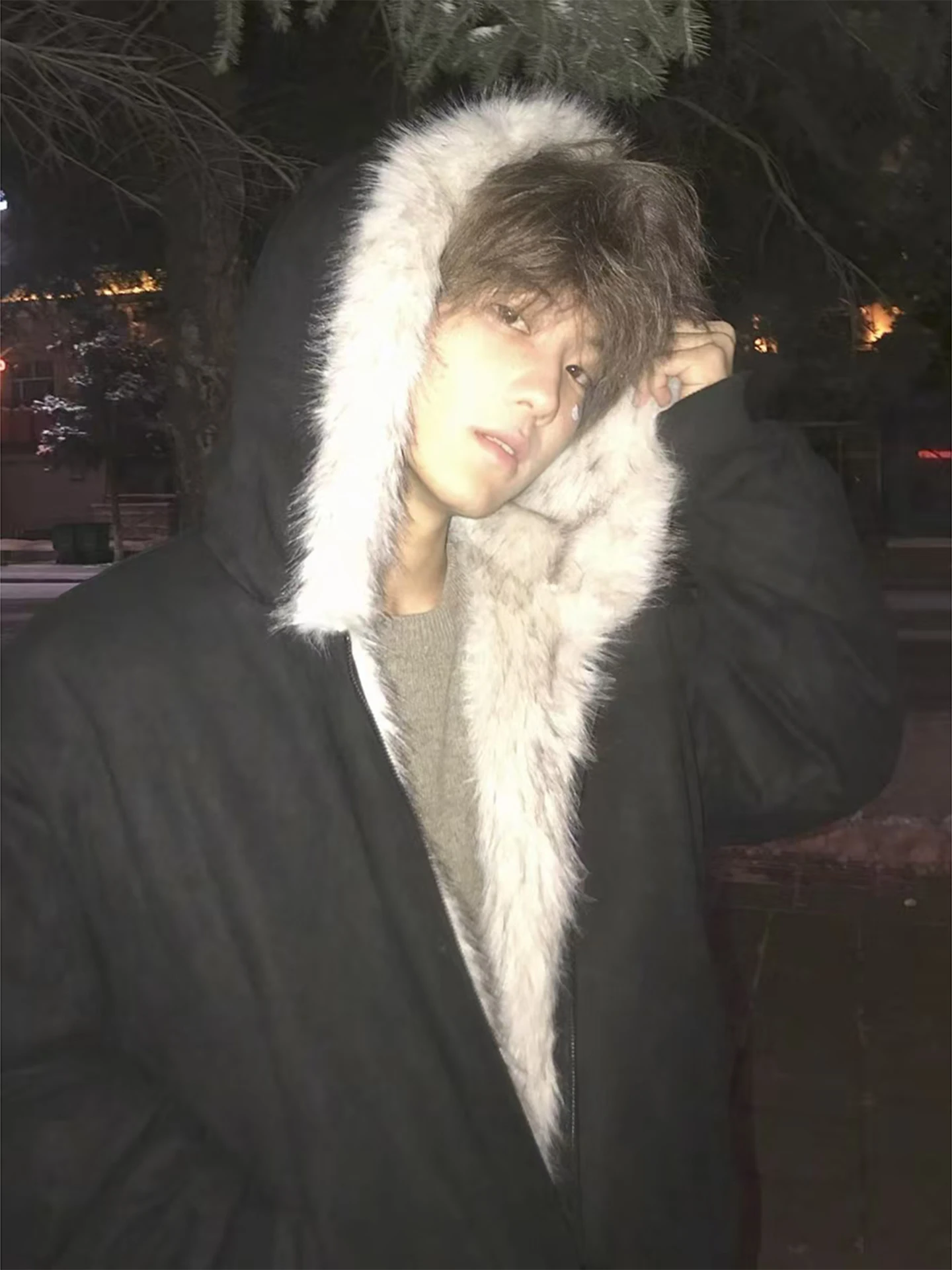 

Black Hooded Cotton Jacket Men's Thickened Warm Coat American Retro Trendy Brand Cotton Clothing Winter Casual Long Sleeve Zi...