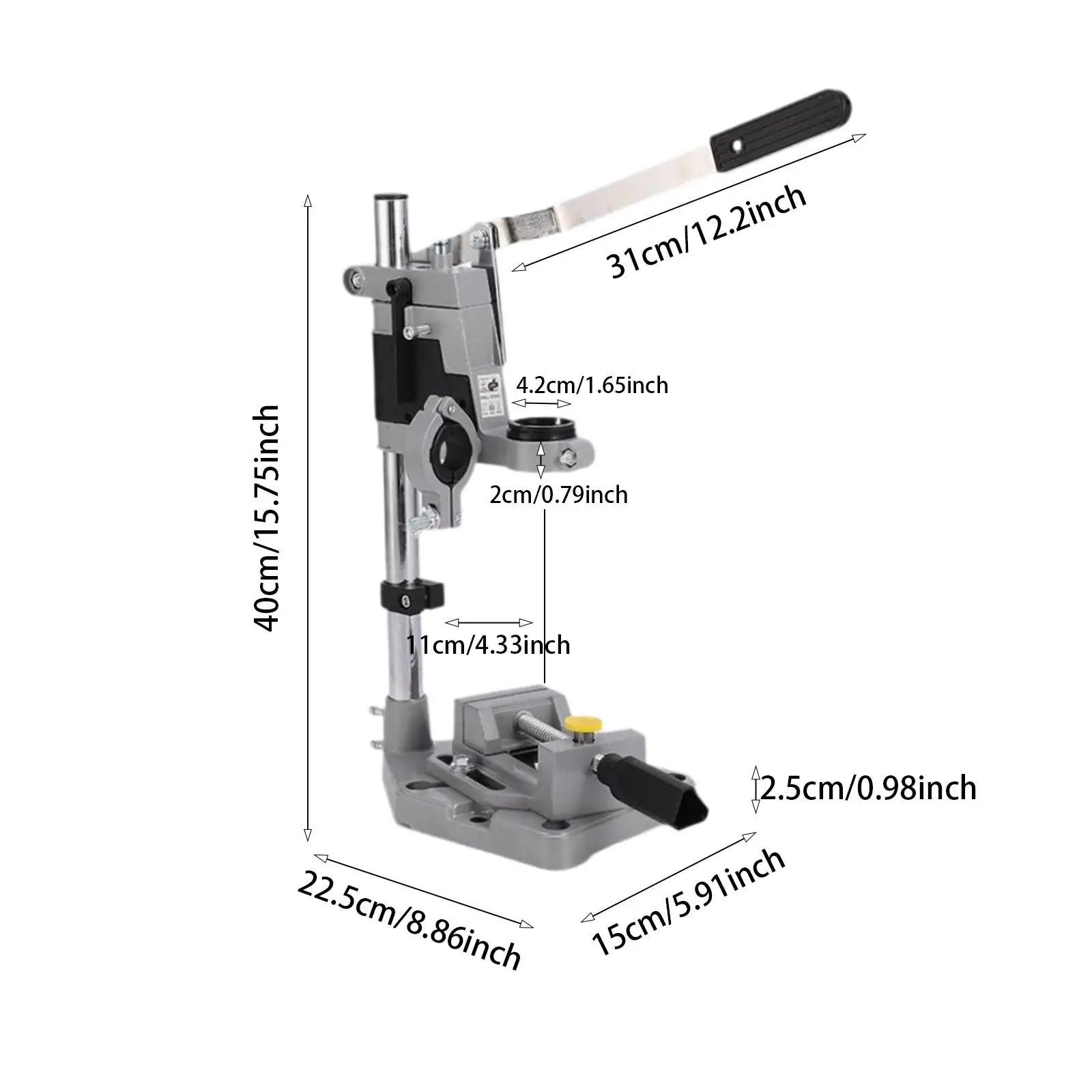 Drill Stand Holder Electric Drill Stand Workstation Stand Benchtop Desktop Drill Press Clamp for Wood Project Garage Hand Drill