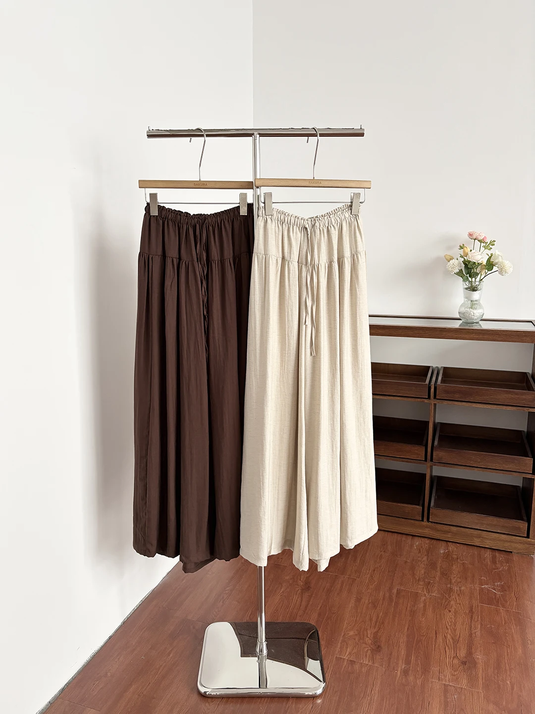

Summer 2026 High Waist Loose Wide Leg Pants Women's Casual Loose Elastic Waist Loose Style Polyester Fiber Ladies Trousers