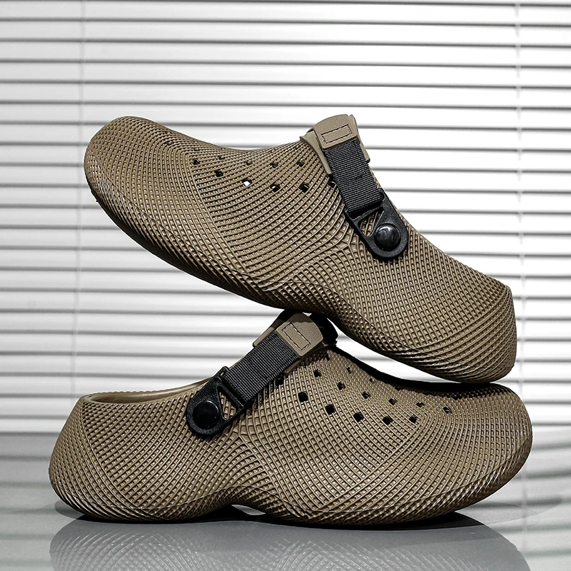 Men EVA Hollow Out Clogs Thick Platform Sole Soft Comfort Slip on Shoes Dual Wear Indoor Outdoor Non-slip Beach Slippers