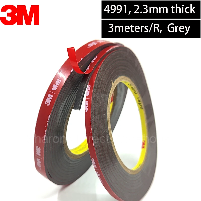 Thick VHB 2.3mm , 3M VHB 4991 tape Double Sided Adhesive Acrylic Foam Mounting Tape Gray , Heavy Duty