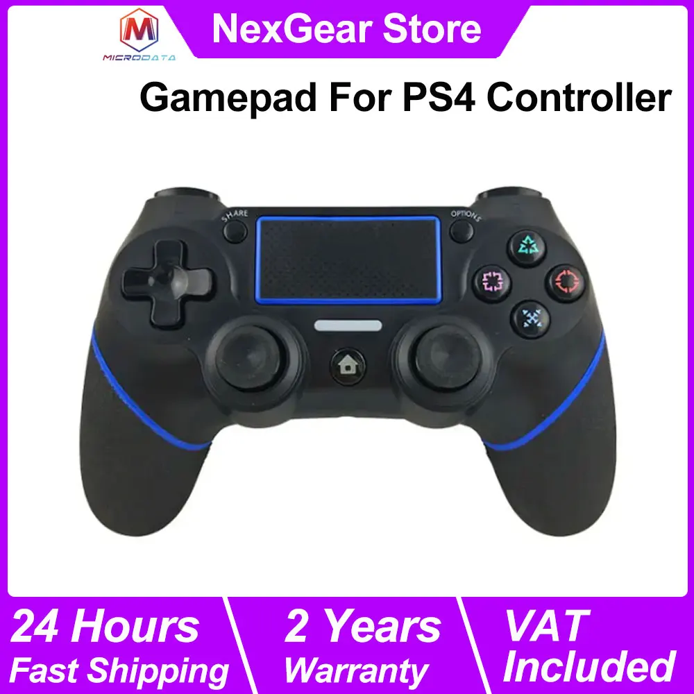 Manette de jeu pour contrôleur PS4, contrôleur Bluetooth sans fil avec contrôleur à Double Vibration à Six axes, pour manette de jeu sans fil PS4/PC