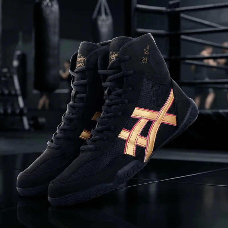 Hochwertige Professionelle Boxschuhe für Herren für Alle Jahreszeiten, Wrestling, Gymnastik, Indoor-Fitness und Umfassendes Training – Detail 4
