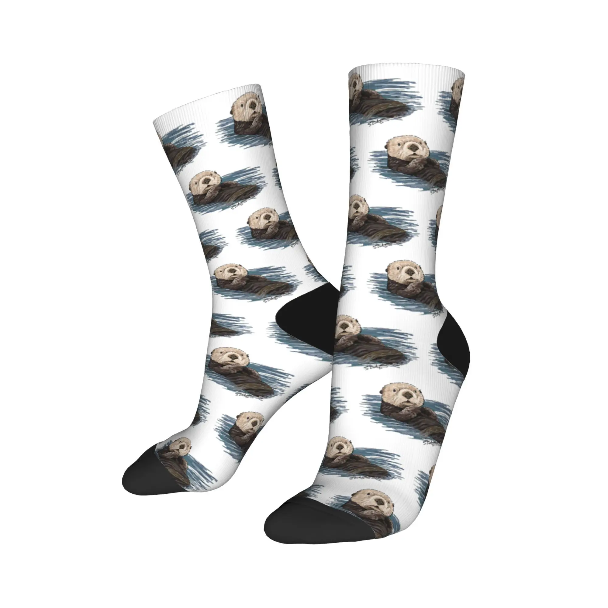 

Cool Sea Otter Cute Basketball Socks Polyester Long Socks for Unisex Non-slip