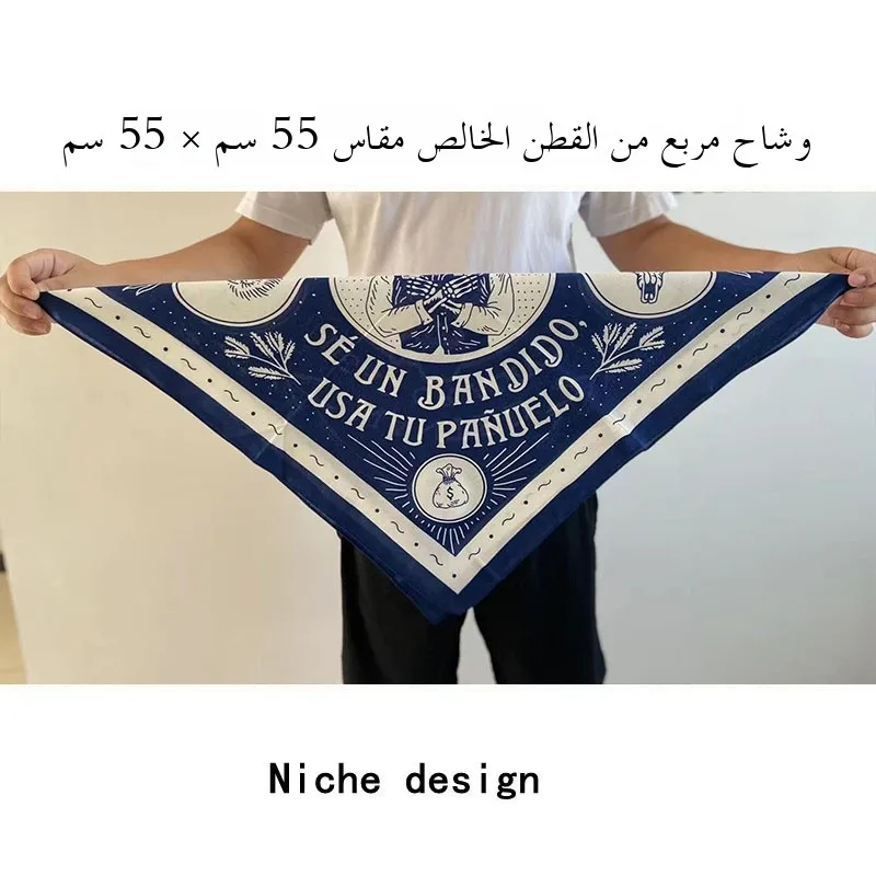 

Pure Cotton Square Scarf ex Hip Hop Headscarf Street Dance Hairband Harley Motorcycle Netie Small Square Silk Scarf