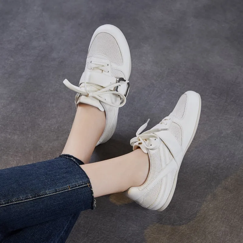

AIYUQI Flat Sneakers Women 2026 New Spring Mesh Women German Training Shoes With Buckle Lace-up Casual Women's Shoes