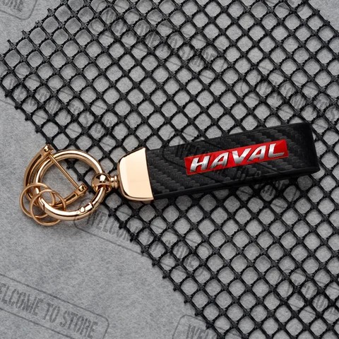 Для Great Wall Haval GWM LOGO H6 Dargo H9 F5 Tank 300 500: Брелок для ключей автомобиля из углеродного волокна и кожи с пряжкой-подковой, аксессуары для украшений