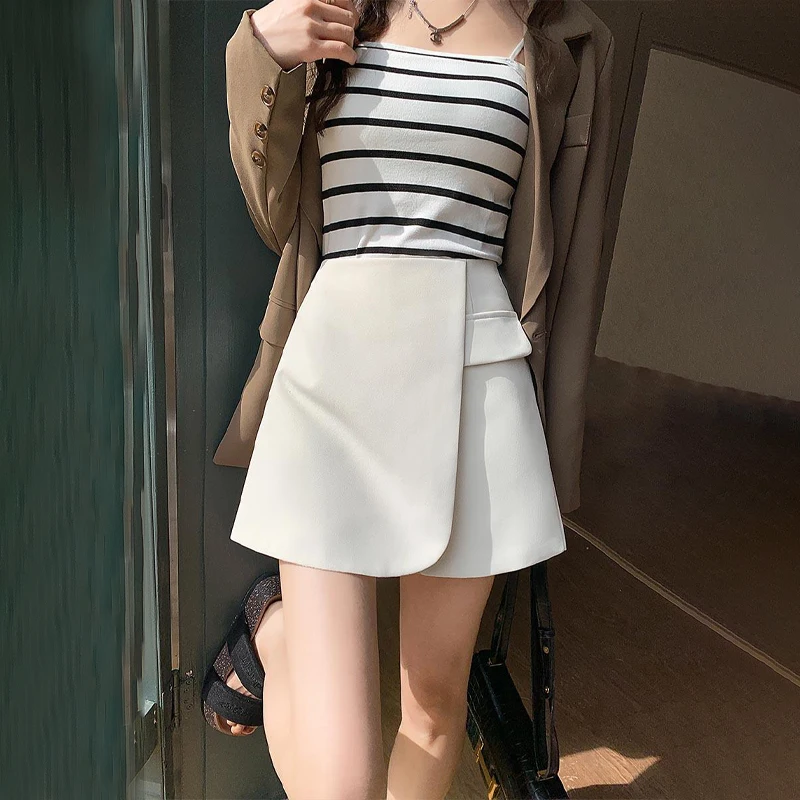 High Waist Shorts Mini Skirt Women Asymetrical Design Suit Short Women Pants 2023 New Women Clothing Slim Shorts Skirt for Women