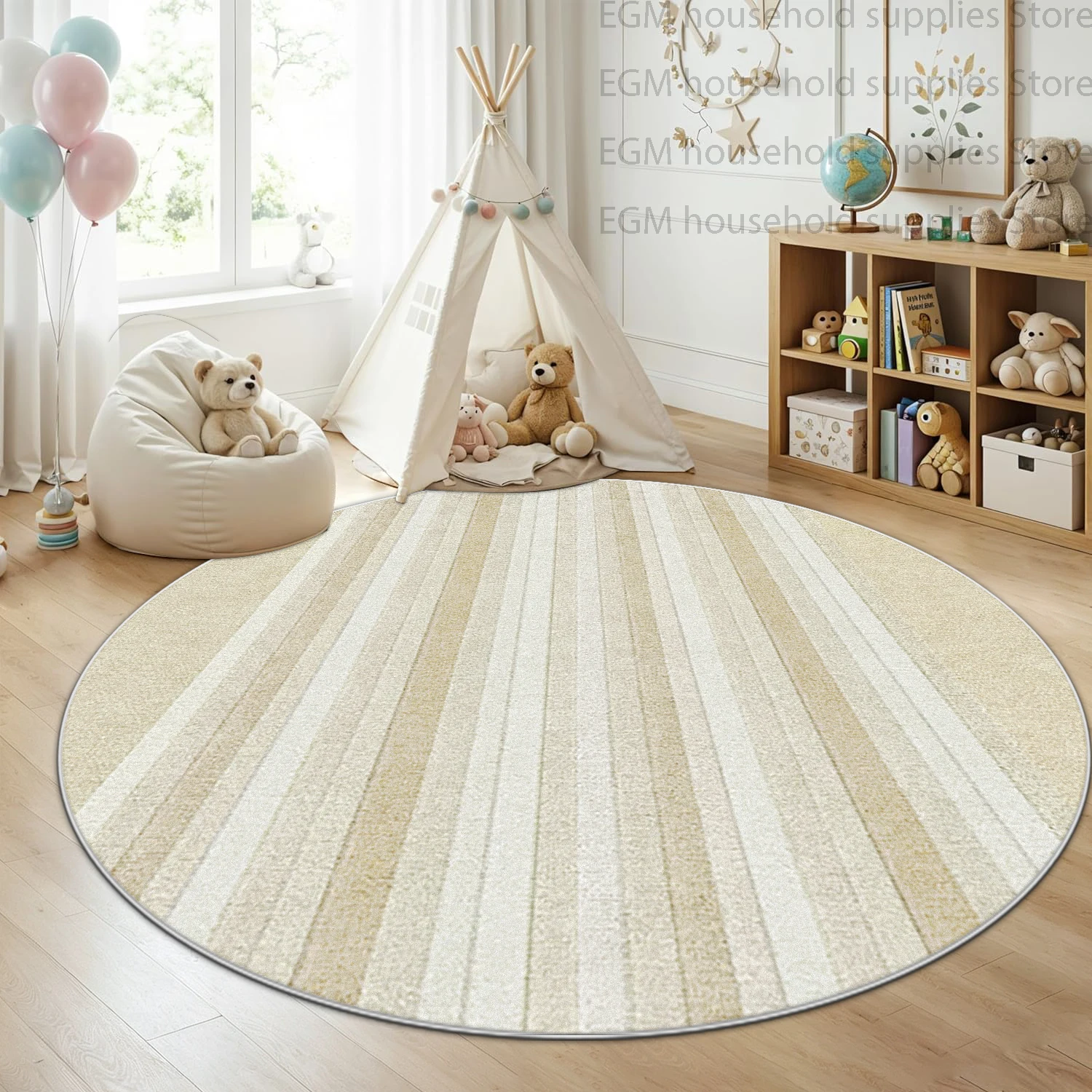 Minimalism Round Cream Soft Carpet Playroom Washable Non-Slip Bedroom Bedside Area Rugs Fluffy Home Decor Sofa Lounge Floor Mats